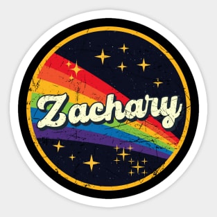 Zachary // Rainbow In Space Vintage Grunge-Style Sticker